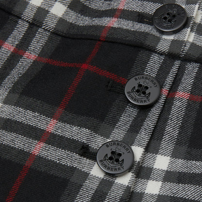 Girls Black Check Virgin Wool Trousers