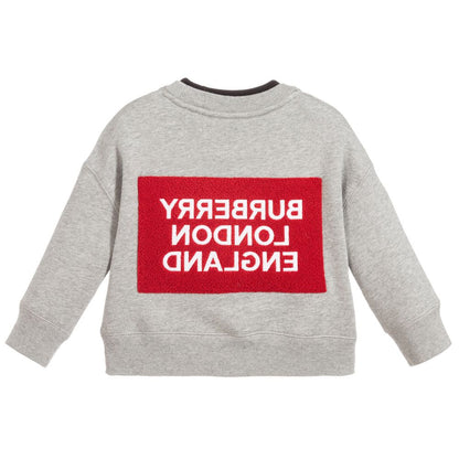 Boys Grey Logo Cotton Sweater
