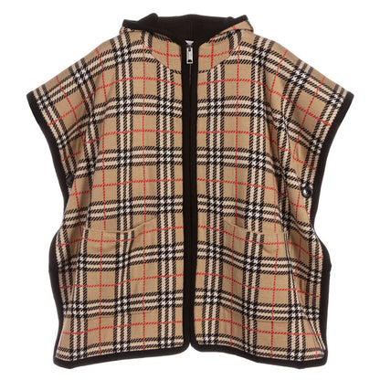 Girls Beige Check Wool Coat