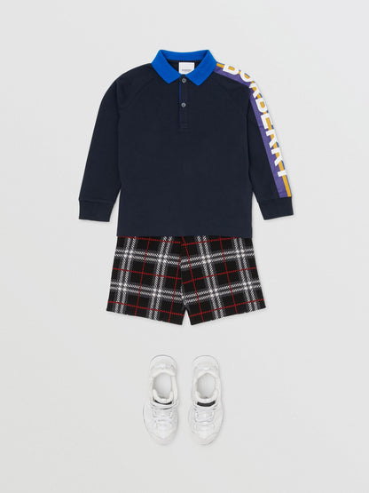 Boys Navy Logo Cotton Polo Shirt