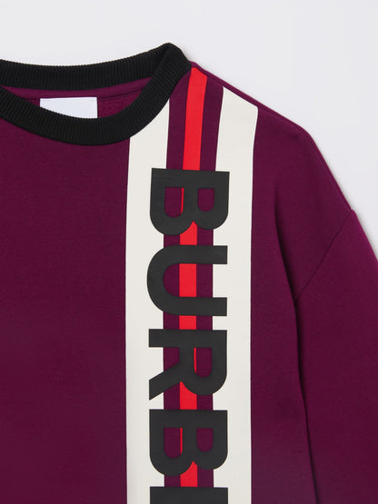 Girls Burgundy Logo Cotton Dress