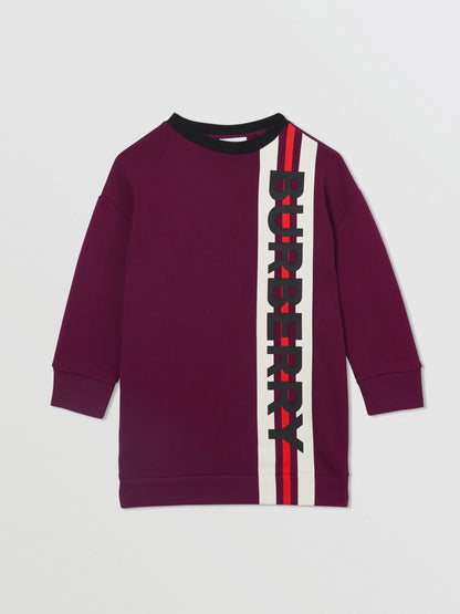 Girls Burgundy Logo Cotton Dress