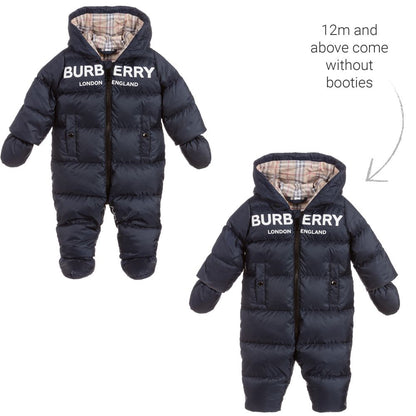 Baby Boys Navy Logo Snowsuit