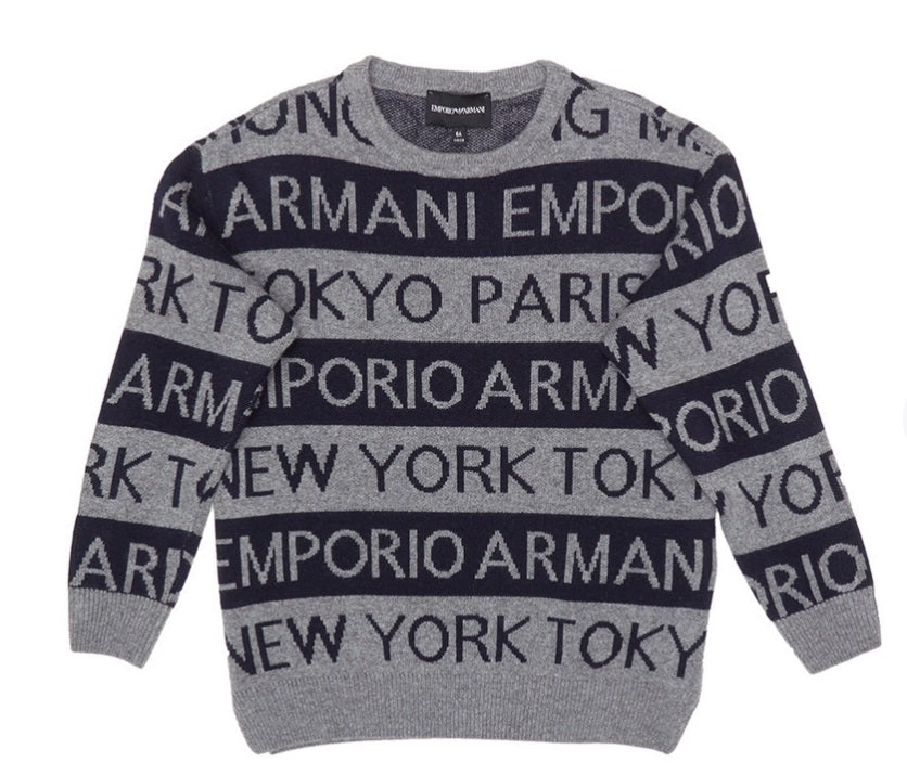 男童灰色Logo毛衣