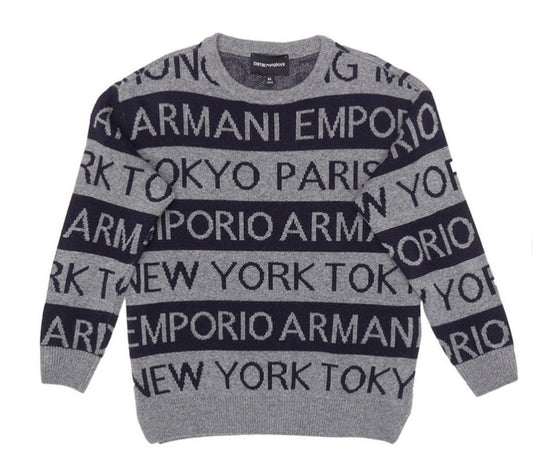 男童灰色Logo毛衣