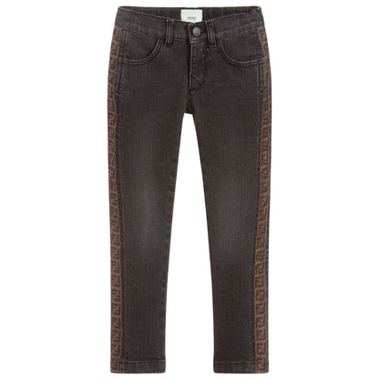 Boys Black Logo Denim Trousers