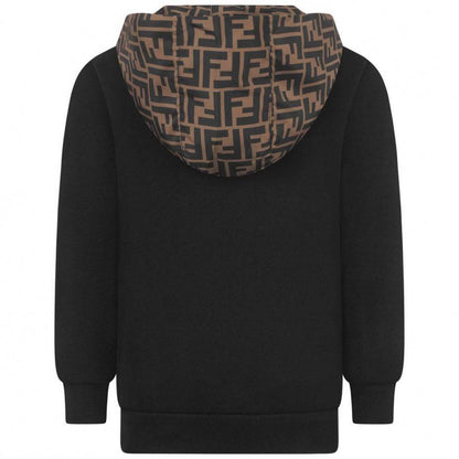 Boys Black Hooded Cotton Sweatshirt