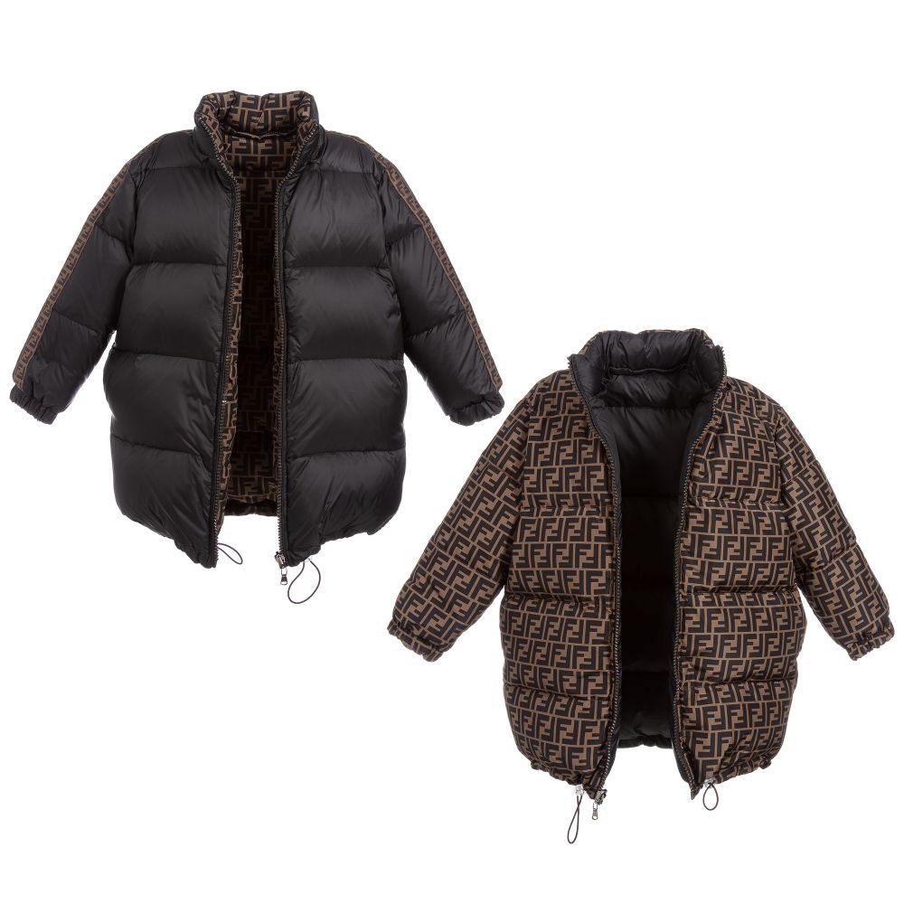 Boys & Girls Black Padded Down Reversible Coat
