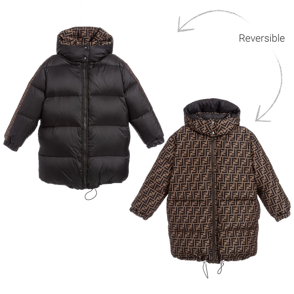 Boys & Girls Black Padded Down Reversible Coat