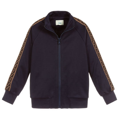 Boys & Girls Navy Blue Zip-Up Sweatshirt