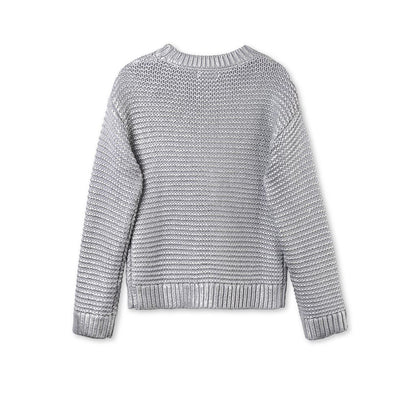 Girls & Boys Heather Grey Cotton 'Blossom' Sweater