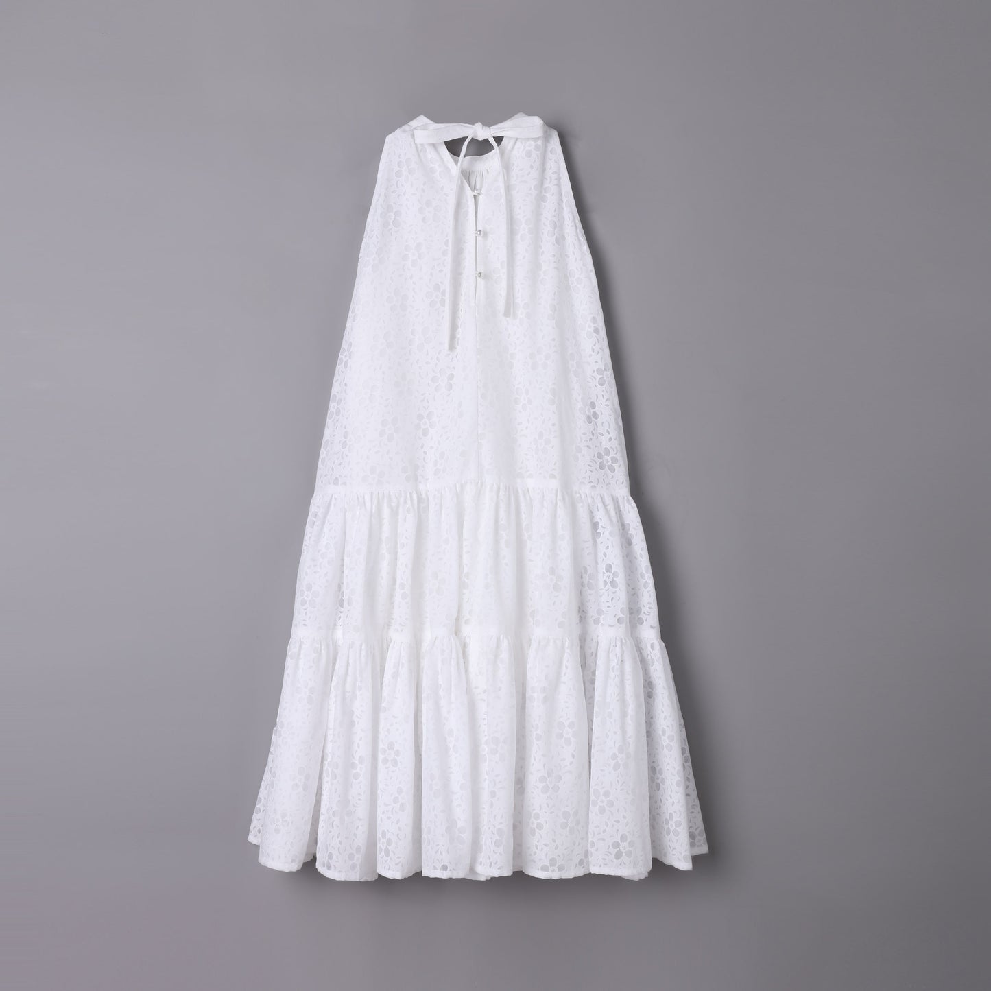 女童白色度假长礼服裙