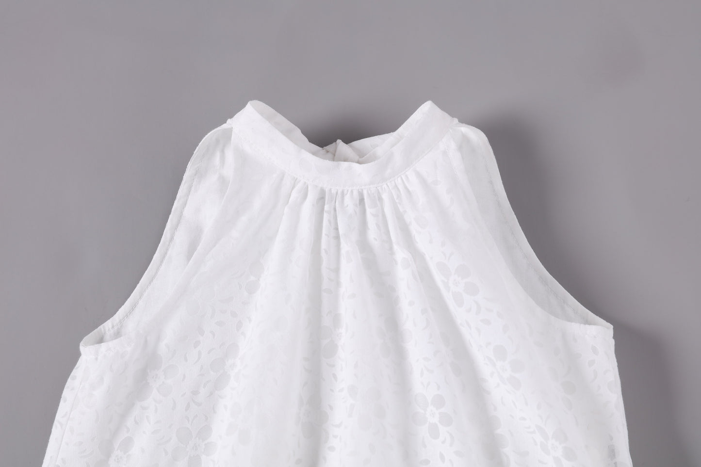 女童白色度假长礼服裙