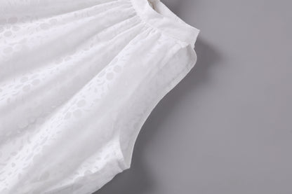 女童白色度假长礼服裙