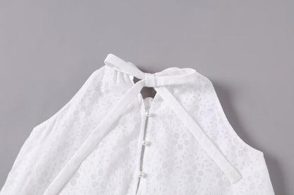 女童白色度假长礼服裙