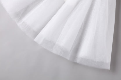 女童白色蝴蝶袖长礼服裙