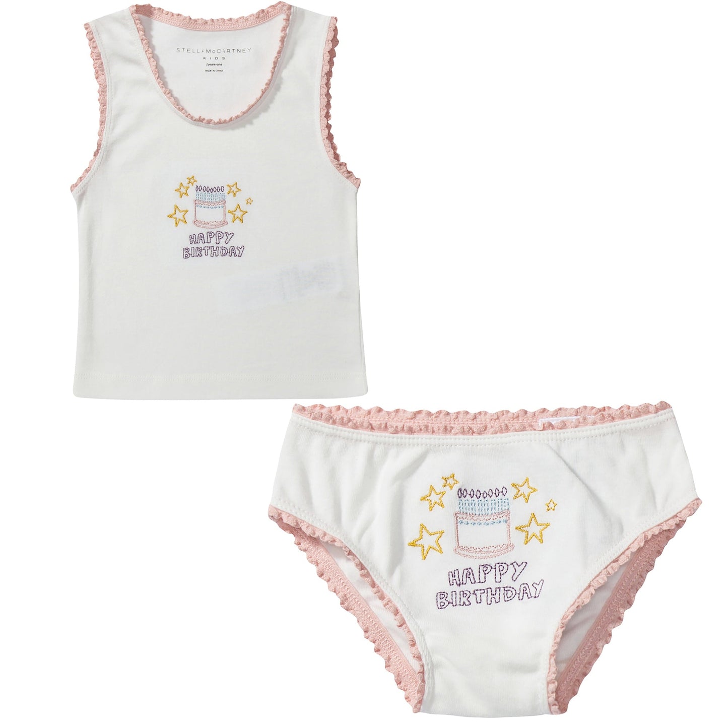 Girls White Organic Cotton Cake  Vests  Gift Set