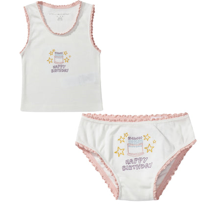 Girls White Organic Cotton Cake  Vests  Gift Set