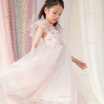 女童粉色花语公主礼服裙