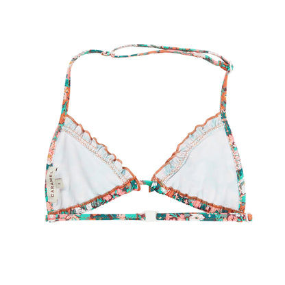 女童绿色碎花泳装