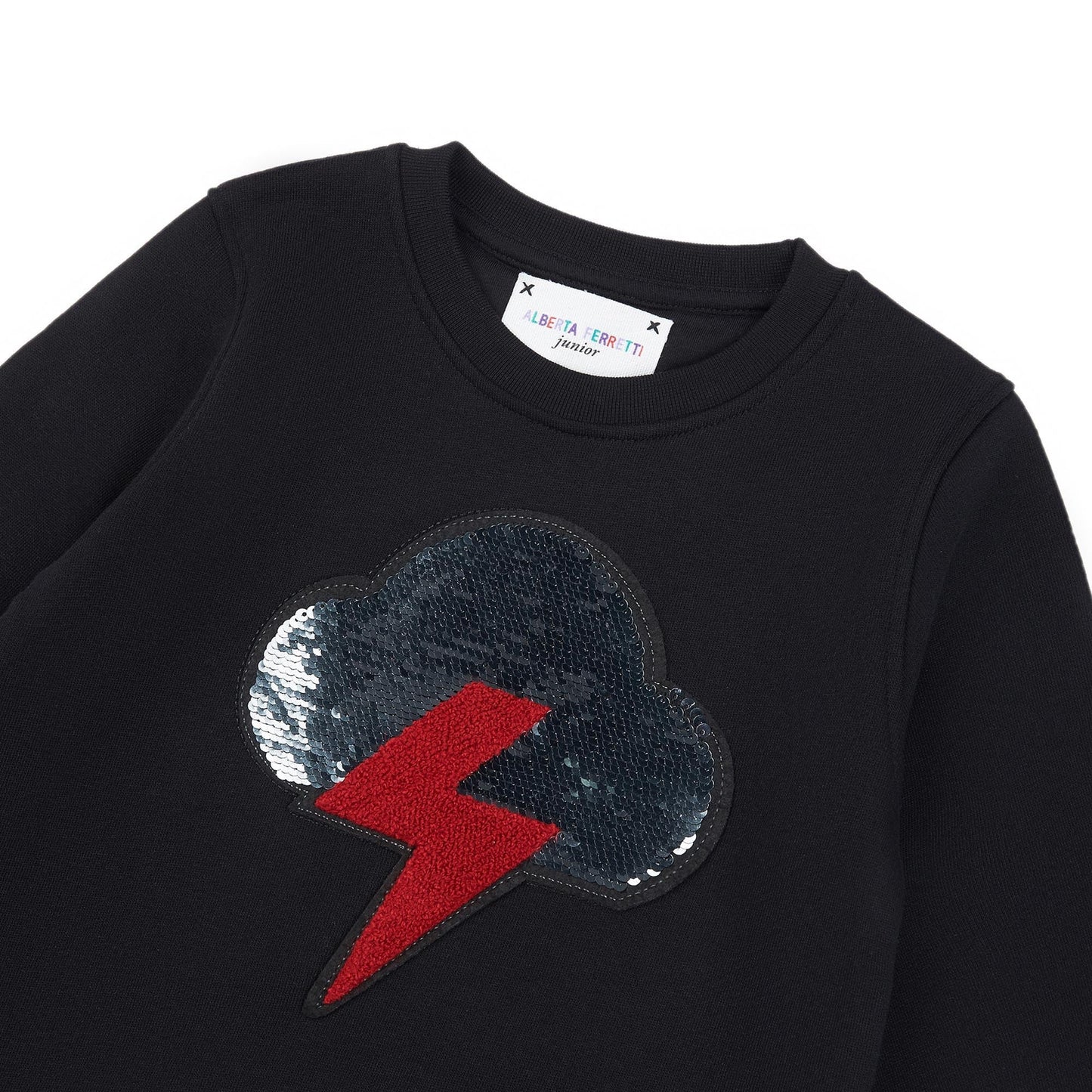 女童黑色亮片云朵棉卫衣