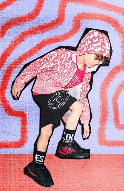 Diesel Boys 黑色徽标短裤