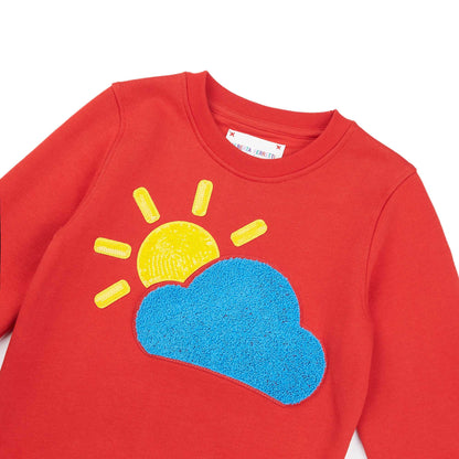 女童红色棉卫衣