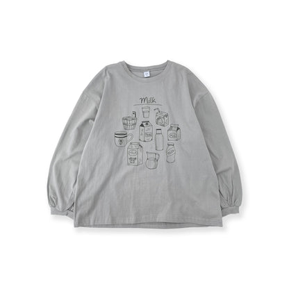 女童灰色印花棉T恤