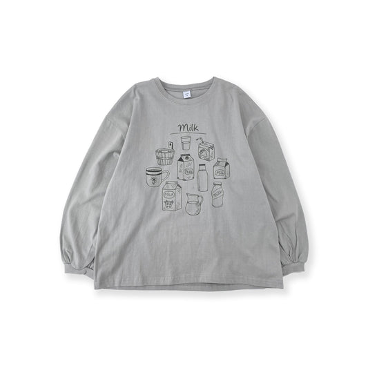 女童灰色印花棉T恤