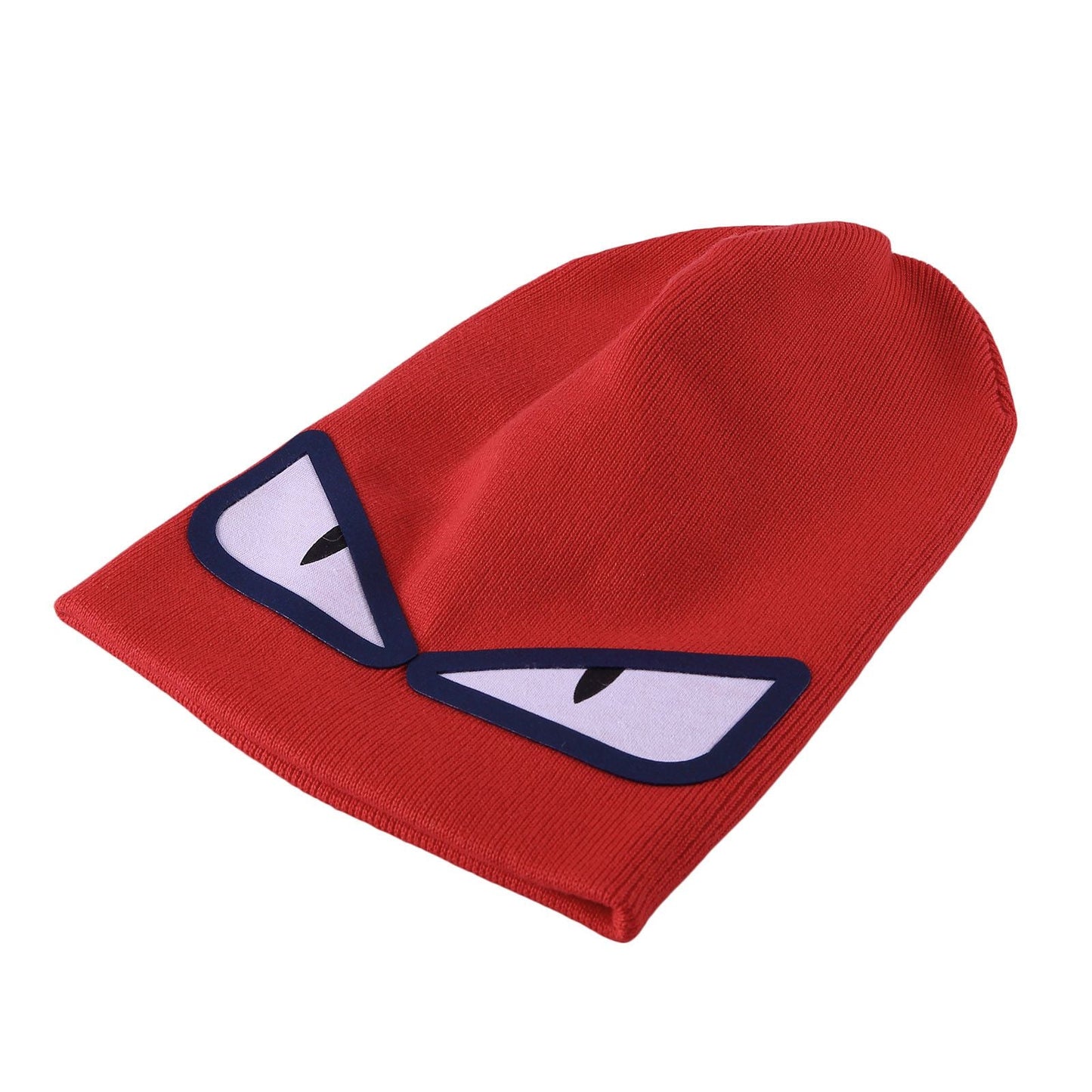 Boys Light Red Knitted 'Monster' Eyes Printed Hat
