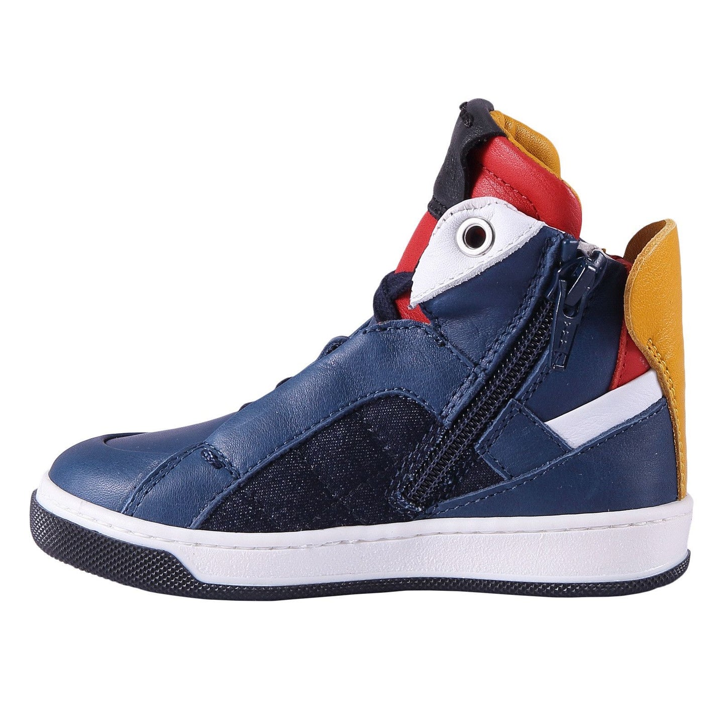 Boys Blue 'Monster' Leather High-Top Trainers