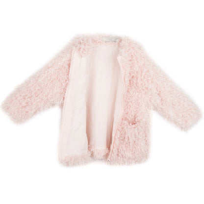 Sparkles Girls Pink Fluffy Coat With Two Pockets