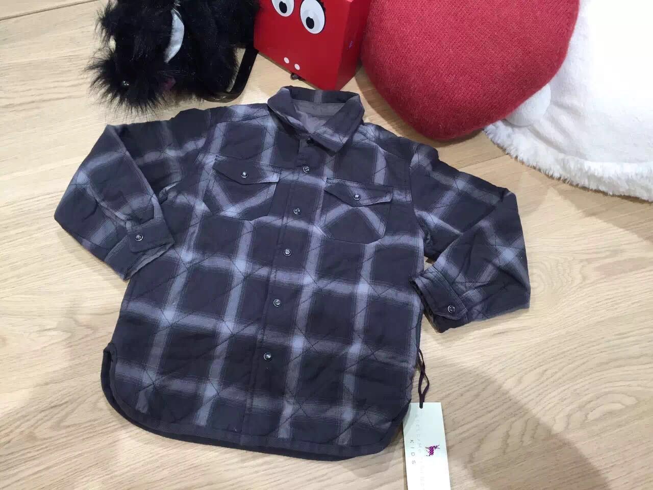 Hunter Boys Navy Gray Reversible Check Long Sleeve Cotton Shirt