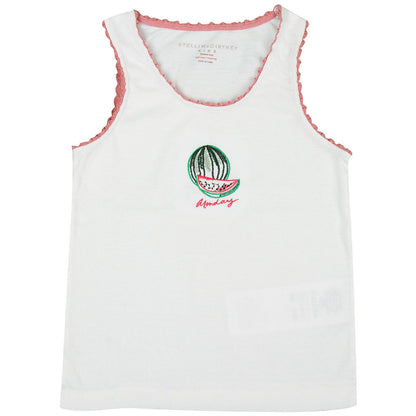 Clementina Girls 7 Pack White Organic Cotton Vests Gift Set With Fruit Print