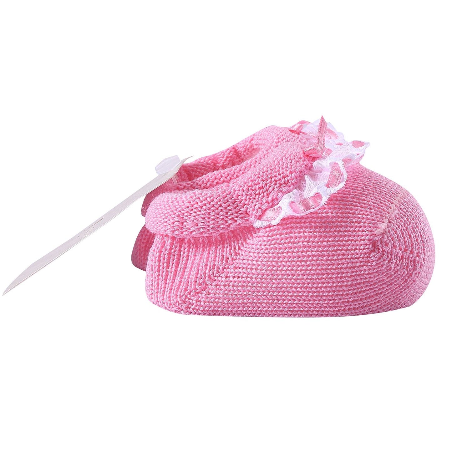 Baby Pink Lace Trims Knitted Cotton Shoes
