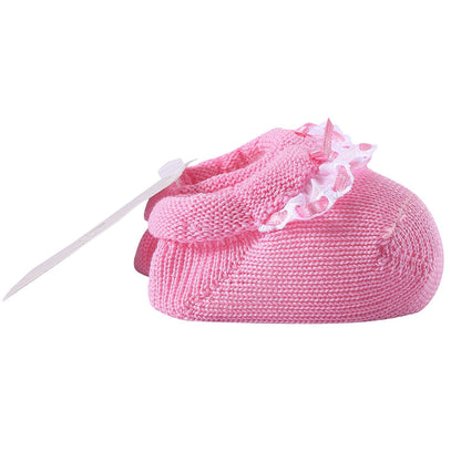Baby Pink Lace Trims Knitted Cotton Shoes
