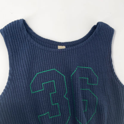 女童藏青色Logo灯芯绒背心
