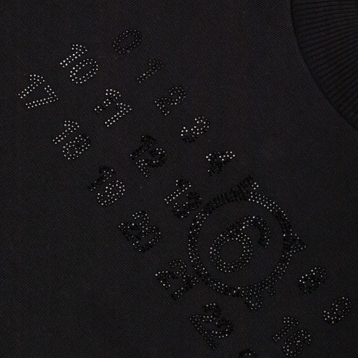 女童黑色贴钻Logo棉卫衣