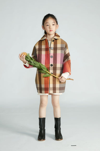 Girls Coral Pink Wool Coat