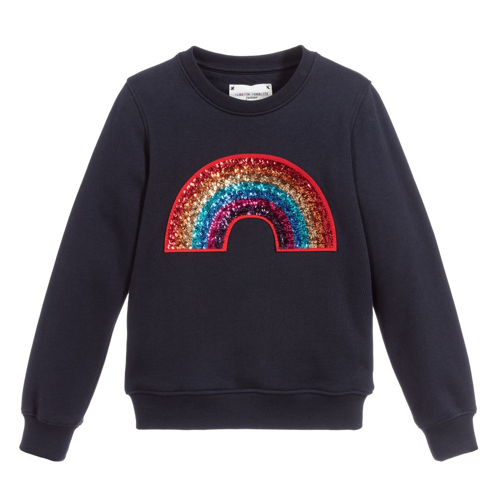 女童蓝色彩虹棉卫衣