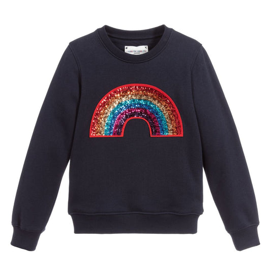 女童蓝色彩虹棉卫衣