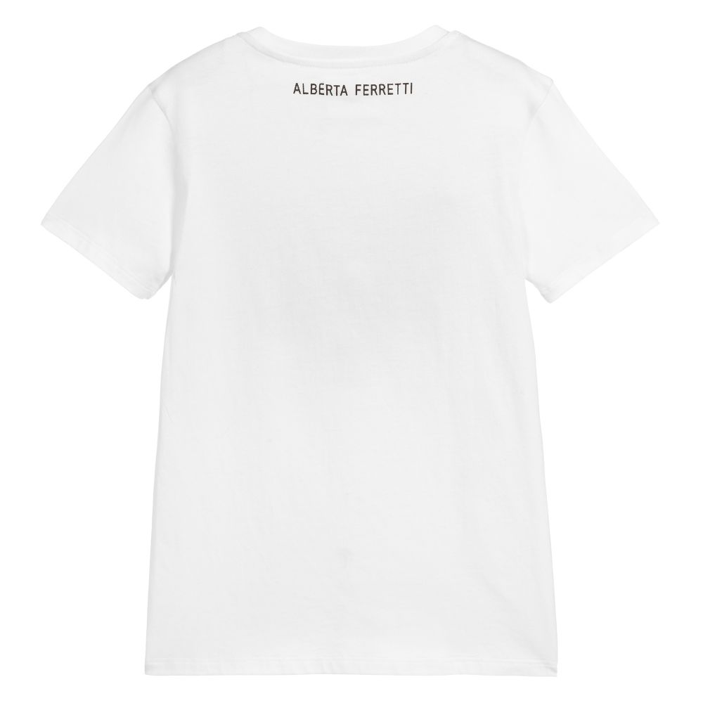 女童白色Logo棉T恤