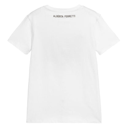 女童白色Logo棉T恤