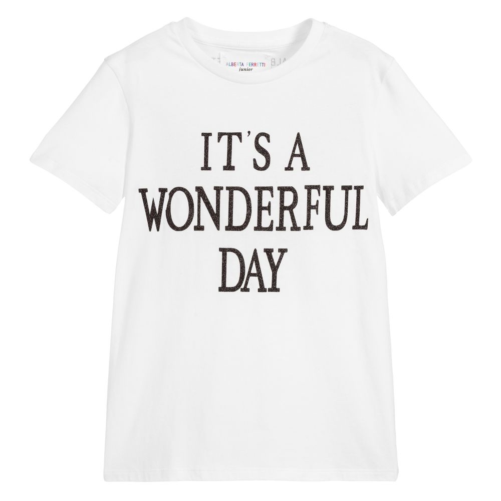 女童白色Logo棉T恤