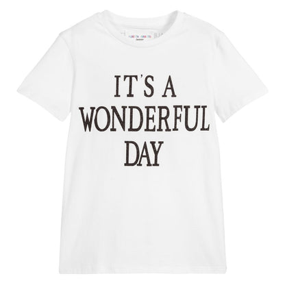 女童白色Logo棉T恤