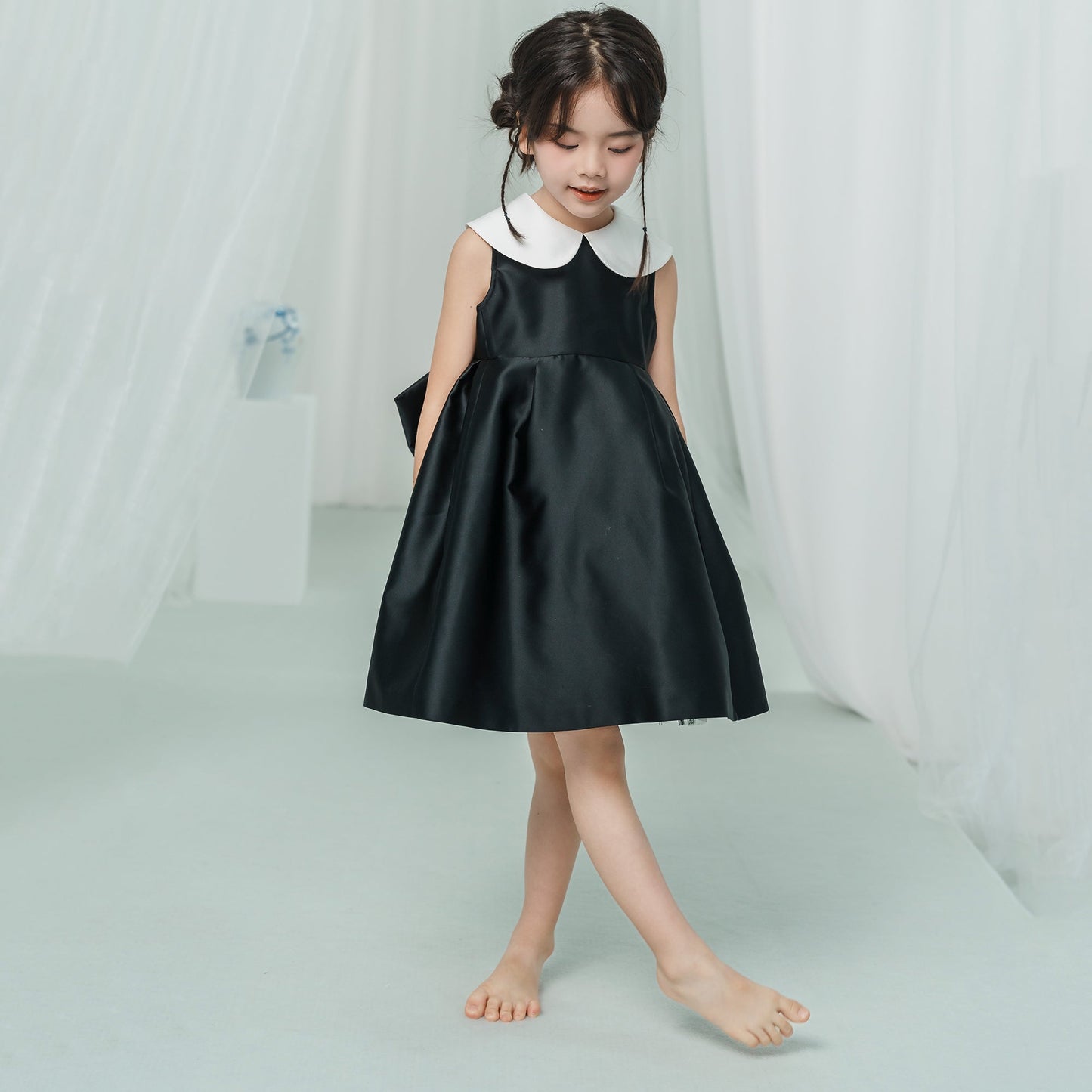 女童经典黑白礼服裙