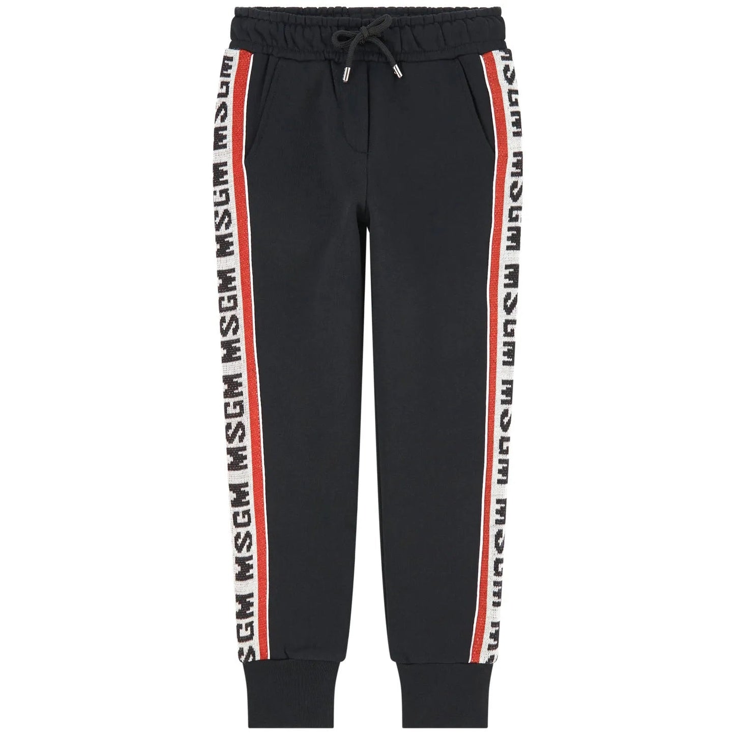 Boys Black Logo Cotton Trousers