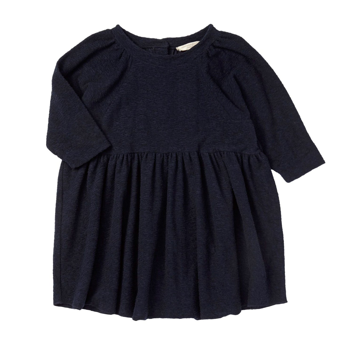 Girls Navy Blue Cotton Woven Dress