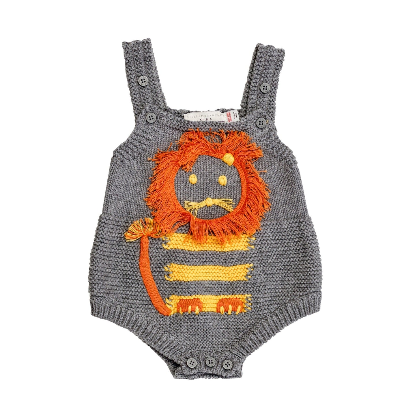 Baby Pale Grey Embroidered Lion Trims Bodysuit