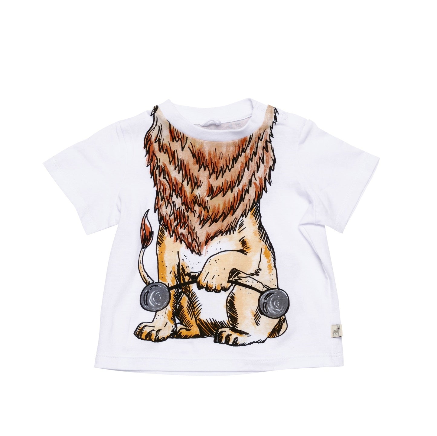 Baby White Lion Printed Cotton 'Chuckle' T-Shirt